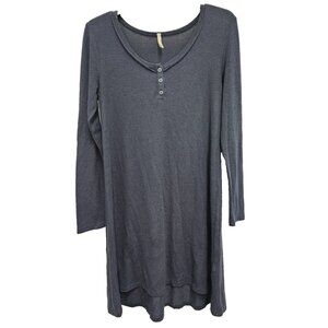 Z Supply Womens Sweater Dress Small Blue Henley Long Sleeve Loungewear Casual
